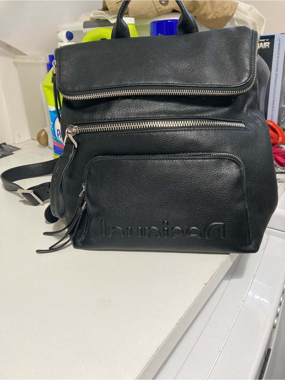 Desigual Black Leather Backpack - Sleek Everyday Carry